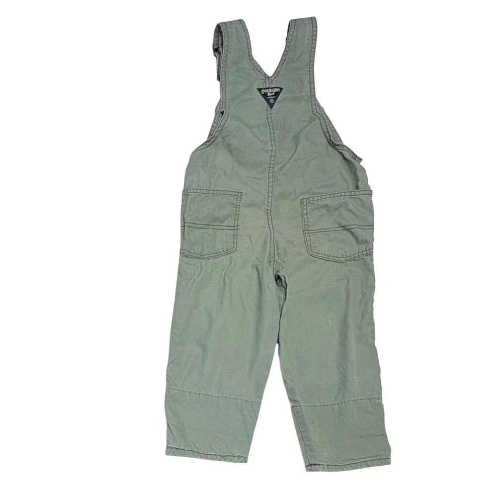 OshKosh B'gosh Olive Green Adjustable Tab Hem Overalls 4T Toddler Casual